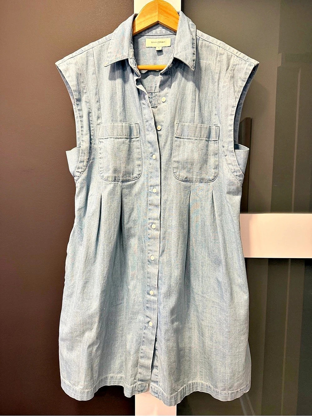 Banana Republic Blue Denim Mini Shirt Dress